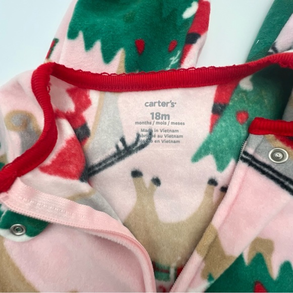 NWT 🥀 18 Month Baby Pink Christmas Onesie Sleeper - Picture 2 of 5